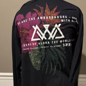 Ambassadors with Aloha Hawaiian Black Long-Sleeve Graphic Tee